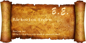 Bárkovics Endre névjegykártya